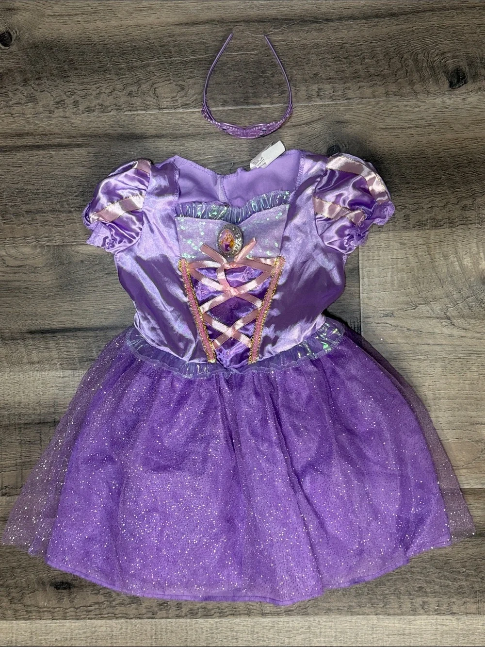 Disney Tangled Purple Princess Dress Costume with Tiara 3T-4T